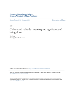 Culture and solitude - ScholarWorks@UMass Amherst