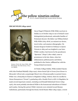 OSCAR WILDE (1854-1900) Oscar Fingal O`Flahertie Wills Wilde