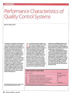 Performance Characteristics of Quality Control Systems
