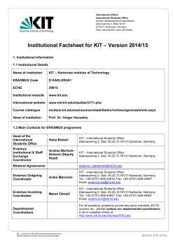 Institutional Factsheet for KIT &ndash; Version 2014/15