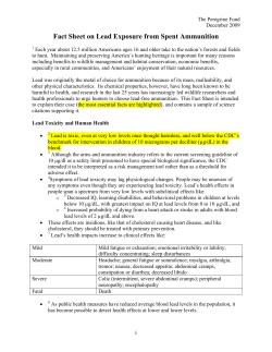Fact Sheet on Lead Exposure from Spent Ammunition