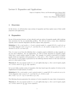 Lecture 8: Expanders and Applications