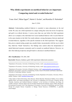 Why (field) experiments on unethical behavior