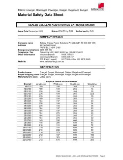 MSDS: WET LEAD ACID STORAGE BATTERIES