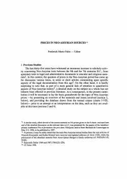 PRICES IN NEO-ASSYRIAN SOURCES * Frederick Mario Fales