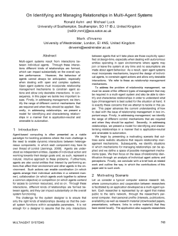 On Identifying and Managing Relationships in Multi-Agent