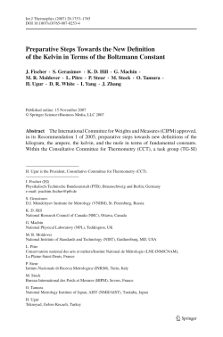 Preparative Steps Towards the New Definition of