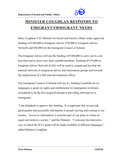 minister coughlan responds to emigrant/immigrant needs