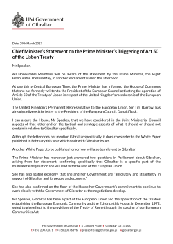 Chief Minister`s Statement on the Prime Minister`s Triggering of Art