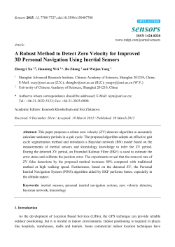 A Robust Method to Detect Zero Velocity for Improved 3D Personal