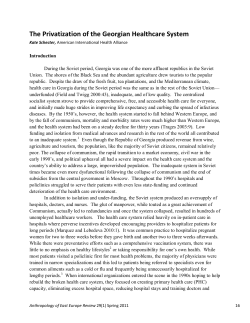 The Privatization of the Georgian Healthcare System