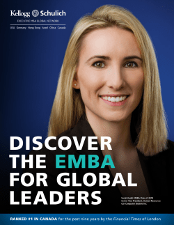 DISCOVER THE EMBA FOR GLOBAL - Schulich School of Business