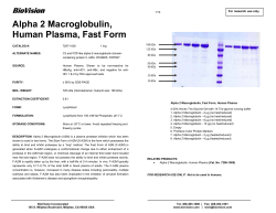 Alpha 2 Macroglobulin, Human Plasma, Fast Form