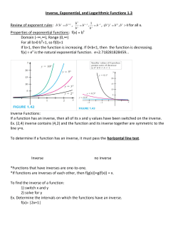 Inverse, Exponential, and Logarithmic Functions 1.3 Review of
