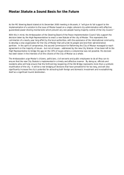 Mostar Statute a Sound Basis for the Future