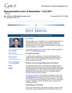 Gmail - Representative Irwin E-Newsletter - 8.23.2011