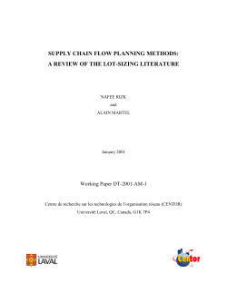 supply chain flow planning methods: a review of the lot