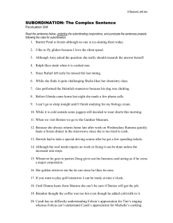 SUBORDINATION: The Complex Sentence