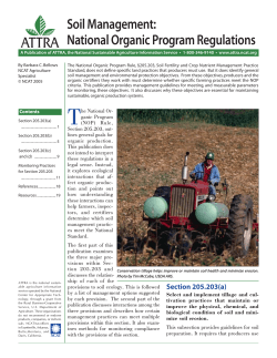 Soil Management: National Organic Program Regulations