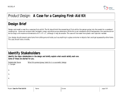 Design Brief Product Design: A Case for a Camping First