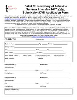 DVD Application Form - Ballet Conservatory of Asheville