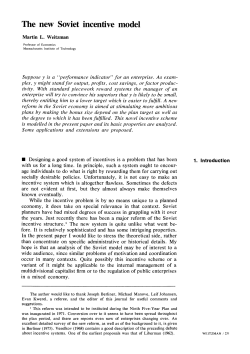 The New Soviet Incentive Model