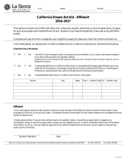 California Dream Act Aid - Affidavit 2016-2017