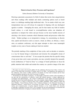 Israeli Music and its Study