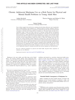 Chronic Adolescent Marijuana Use as a Risk Factor for Physical and