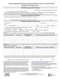 (WIC) Employment Verification Form