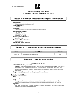 Material Safety Data Sheet Cobaltous chloride