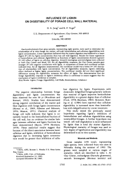 INFLUENCE OF LIGNIN ON DIGESTIBILITY OF FORAGE CELL