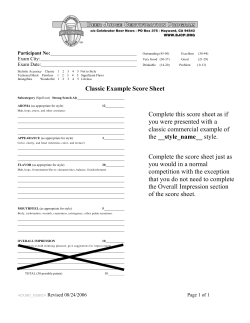 Classic Example Score Sheet Complete this score sheet as if you