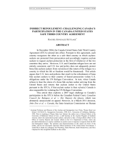 indirect refoulement: challenging canada`s participation in the