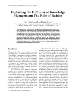 Explaining the Diffusion of Knowledge Management: The Role of