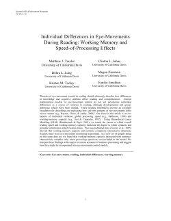 Individual Differences in Eye-Movements During Reading: Working