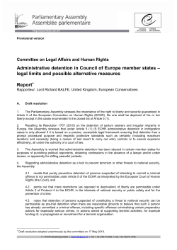 Administrative detention in Council of Europe member states &ndash; legal