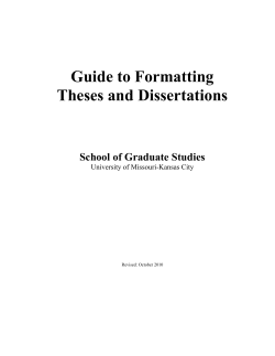 UMKC Guide to Formatting Theses and Dissertations