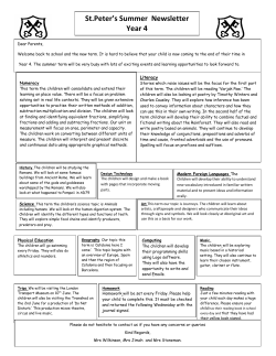 St.Peter`s Summer Newsletter Year 4