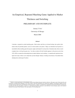 An Empirical, Repeated Matching Game Applied to Market