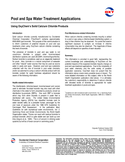 Pool and Spa Water Treatment Applications