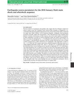 Earthquake source parameters for the 2010 January Haiti main