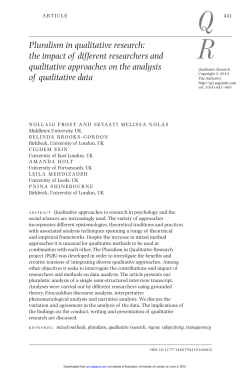 Pluralism in qualitative research: the impact of different researchers