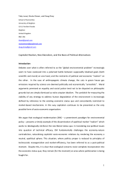 Neoliberalism, Capitalist Realism and the Material Basis of Political