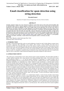 Email classification for spam detection using string detection