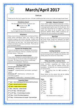 Important Dates Friday Assemblies