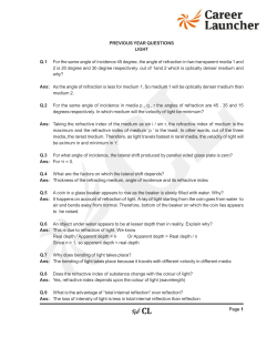 Page 1 PREVIOUS YEAR QUESTIONS LIGHT Q.1 For the same