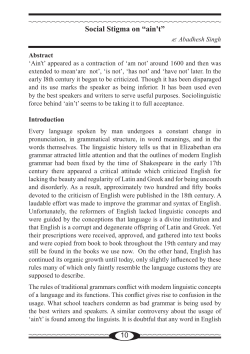 Social Stigma on &ldquo;ain`t&rdquo;