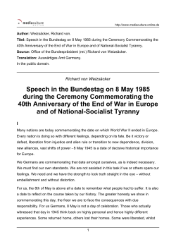 Speech in the Bundestag on 8 May 1985 during the Ceremony