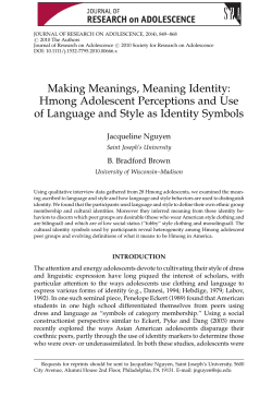 Making Meanings, Meaning Identity: Hmong Adolescent Perceptions